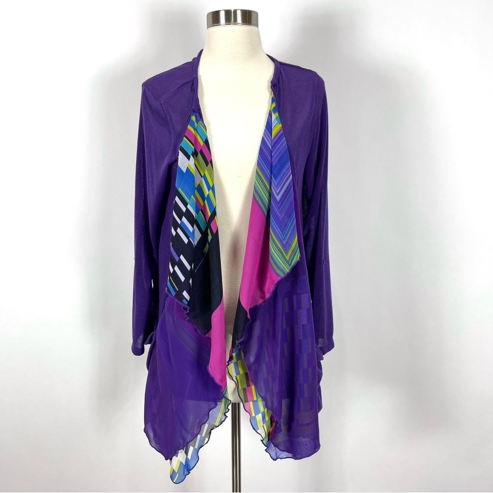 Lily Colorful Geometric Open Front Cardigan
